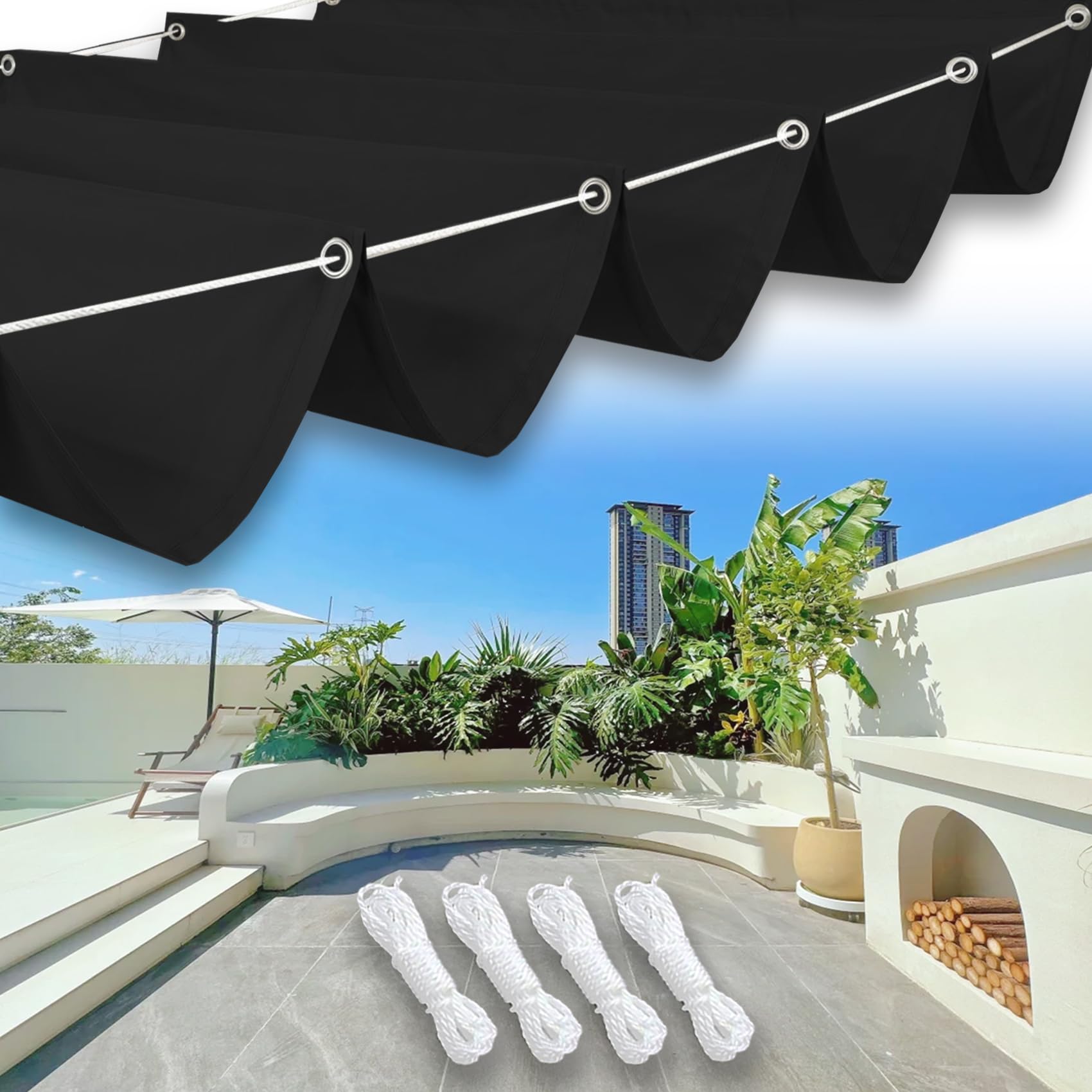 Voile d'ombrage indéchirable 3x10m contre le vent et la chaleur