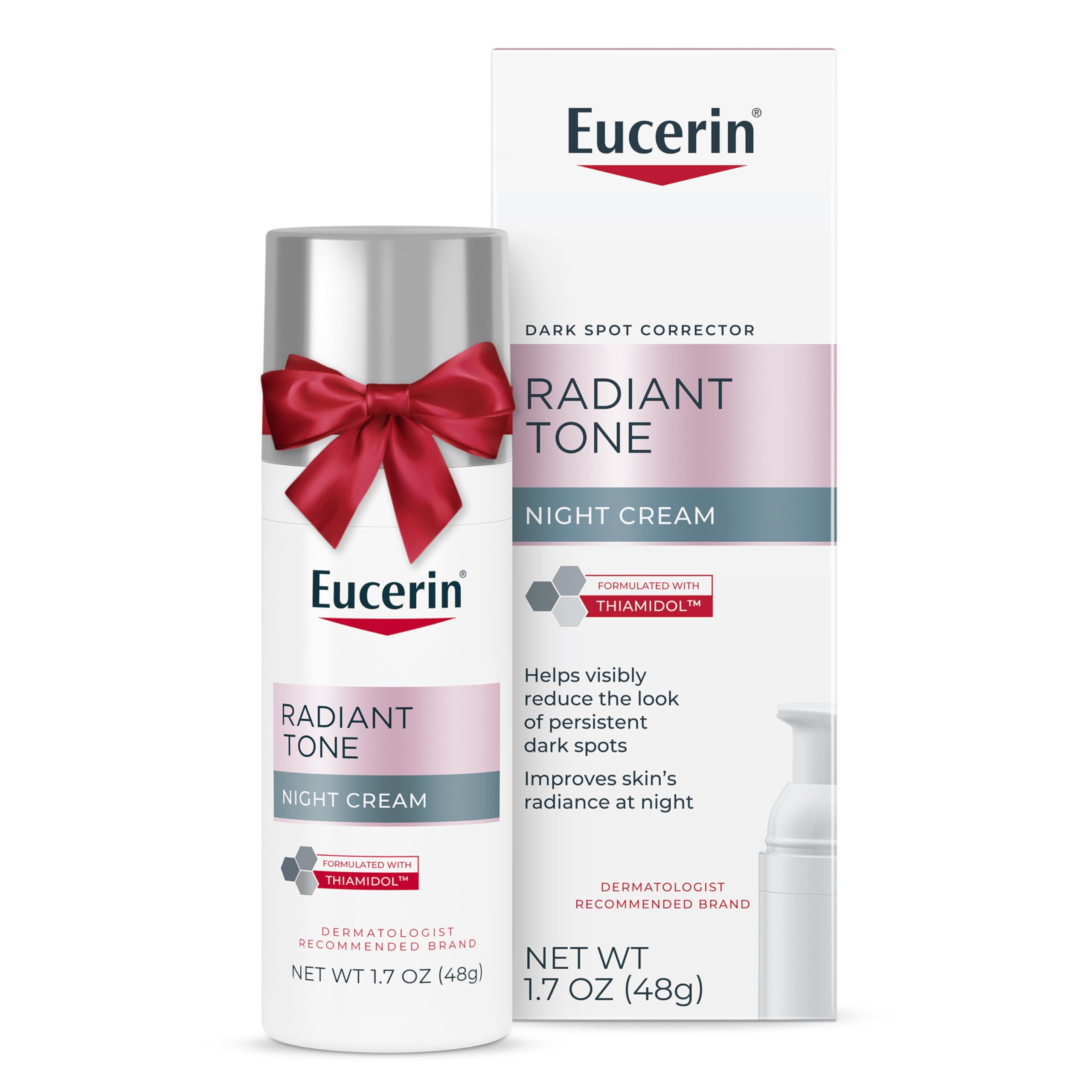 EucerinRadiant Tone Night Cream, Dark Spot Corrector with Thiamidol, Night Moisturizer for Face Helps Visibly Reduce the Look of Persistent Dark Spots, All Skin Types, 1.7 Oz Bottle