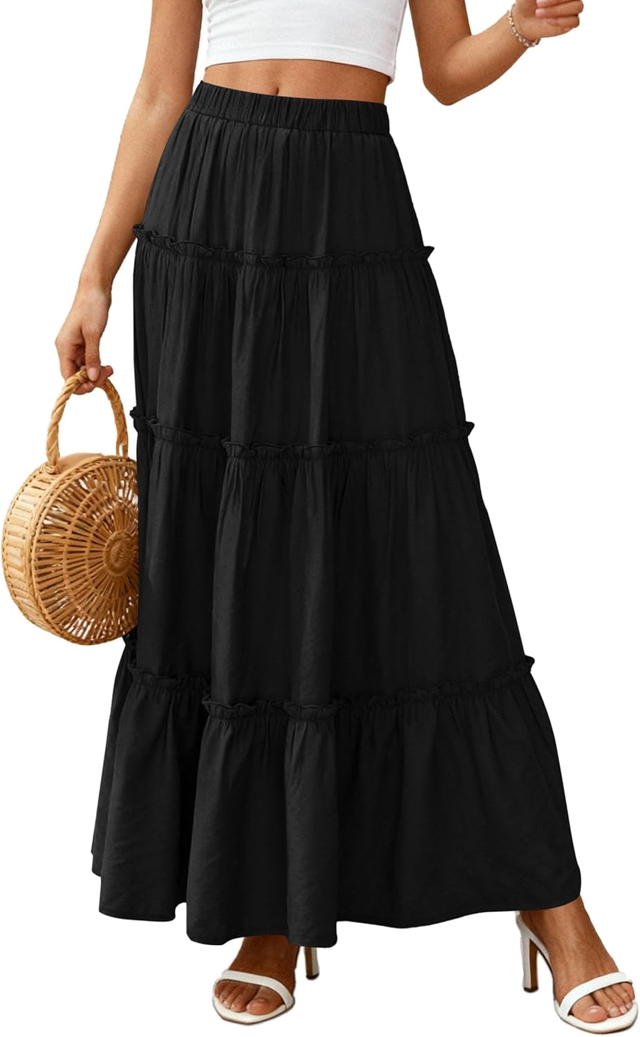 PRETTYGARDEN Boho Maxi Skirts for Women Trendy Summer 2026 Spring Long Flowy A Line Tiered Skirt Beach Vacation Clothes Dress - Image 8