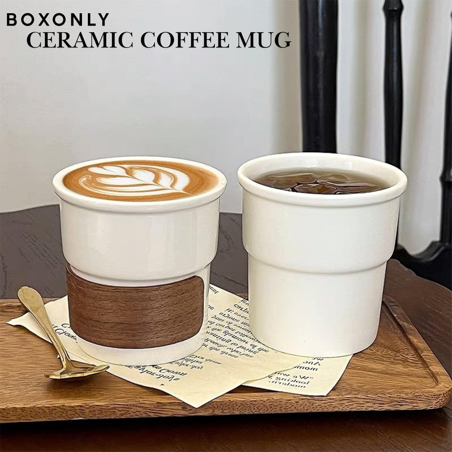 Ceramic Coffee Mug with Sleeve, 220ml Insulated Latte Cup, Minimalist White, Microwave and Dishwasher Safe – Perfect for Hot Beverages - Image 3