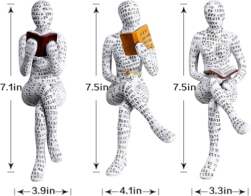 Miniatura 2 de Estatua de dama de lectura, estatua de dama decorativa femenina, estatua de pensador, escultura estética, decoración de habitación, estantería de
