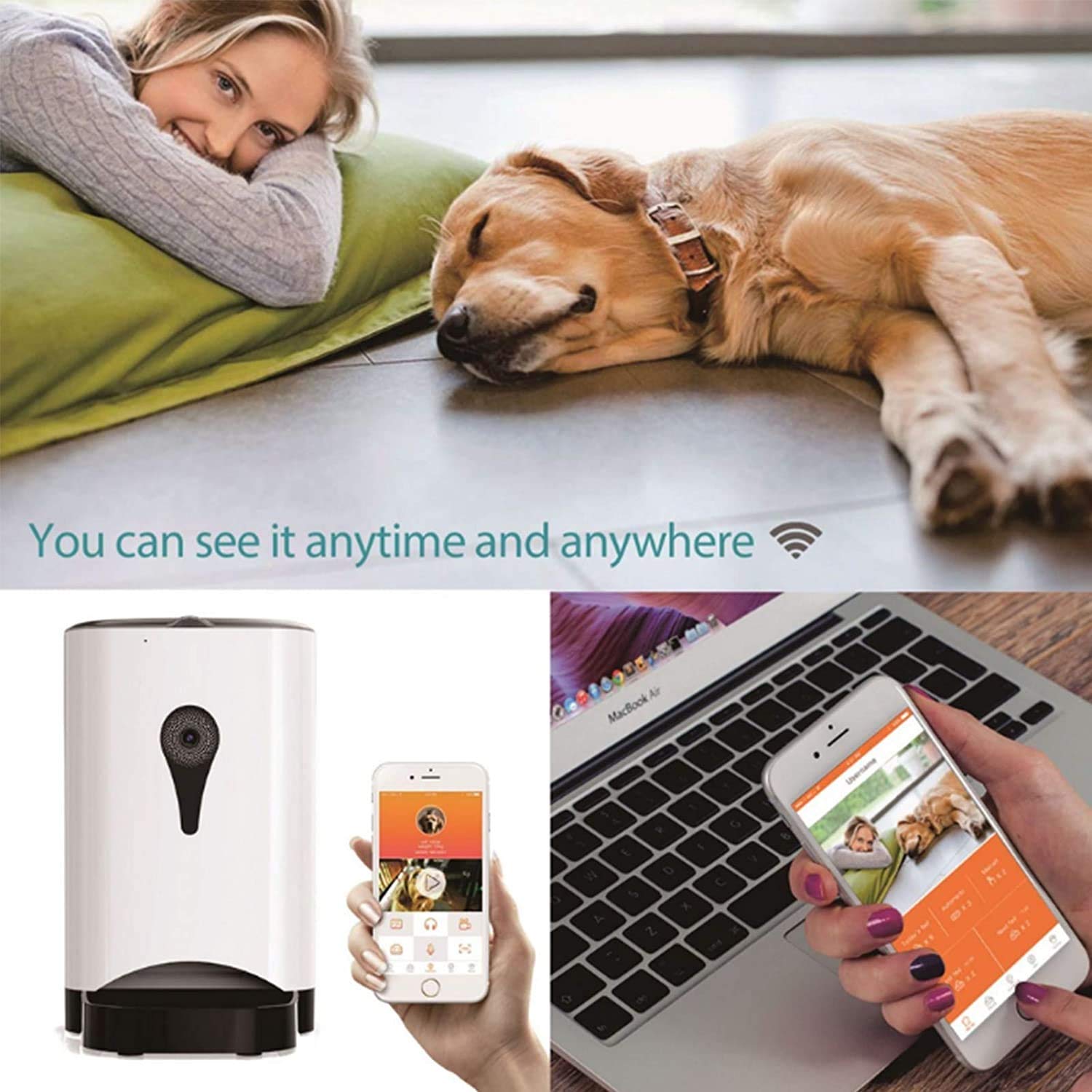 Alimentatore automatico per gatti, distributore di cibo per cani automatico da 4.5L, 1-4 pasti al giorno Recorder vocale e alimentatore per controllo remoto per animali domestici di piccole e me