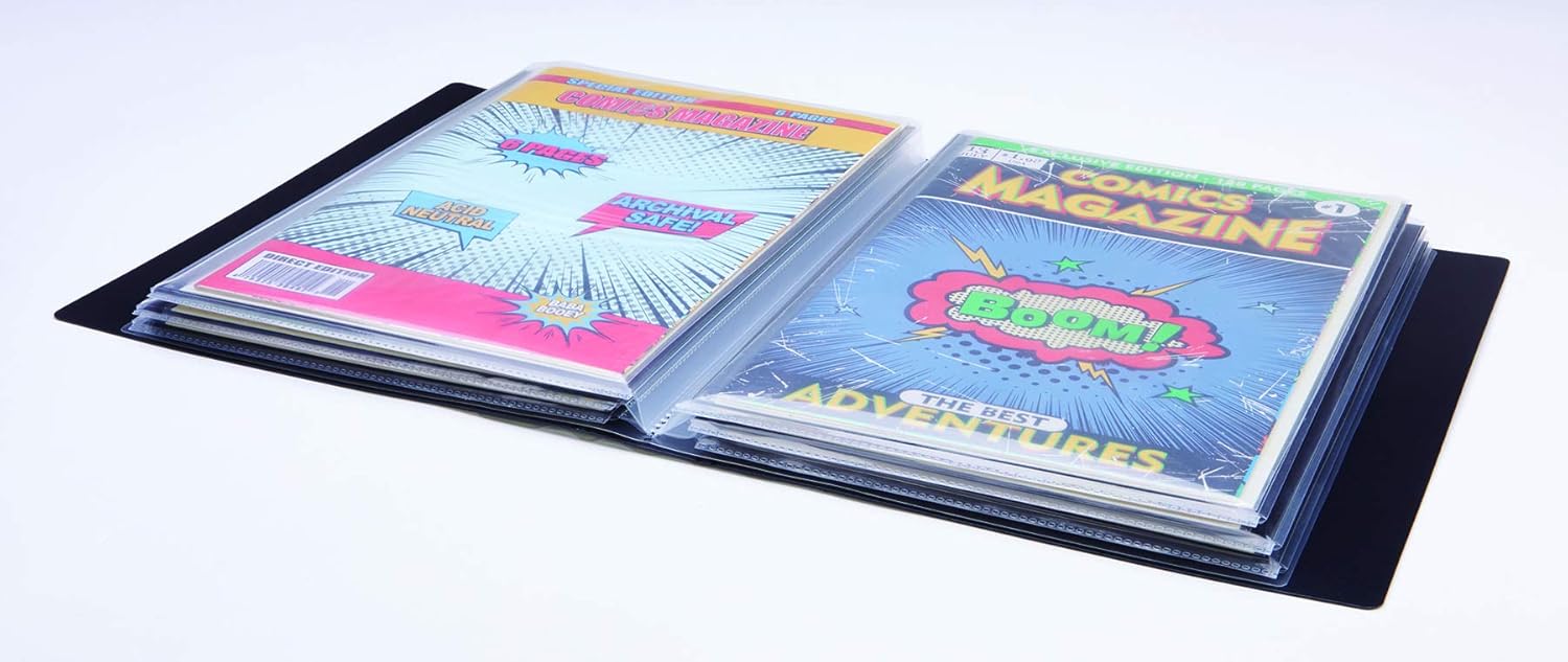 Best Itoya Art ProFolio for Comic Books with 12 pages - Black Comic Book Binder - Comic Book Display Folder for Bagged and Boarded Current or Silver Age Comics - Comic Book Album for Comic Book Storage