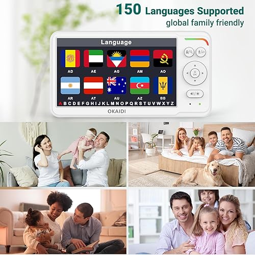 Miniatura 4 de OKAIDI Monitor de bebé con 2 cámaras y audio, monitor de video para bebés con pantalla dividida IPS de 6 pulgadas, monitor de cámara de bebé de 1000