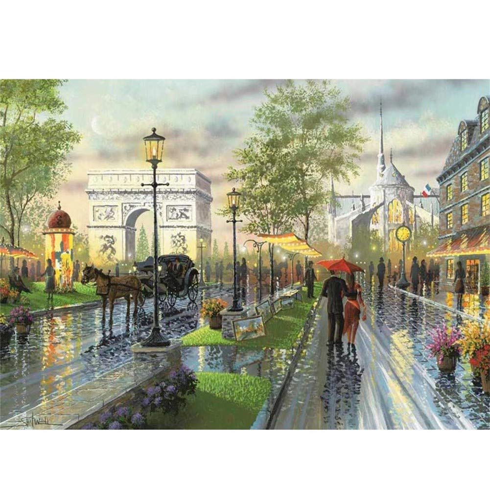 Peinture diamant 5D kit complet paysage de rue carré 80x100 cm grand format pour salon
