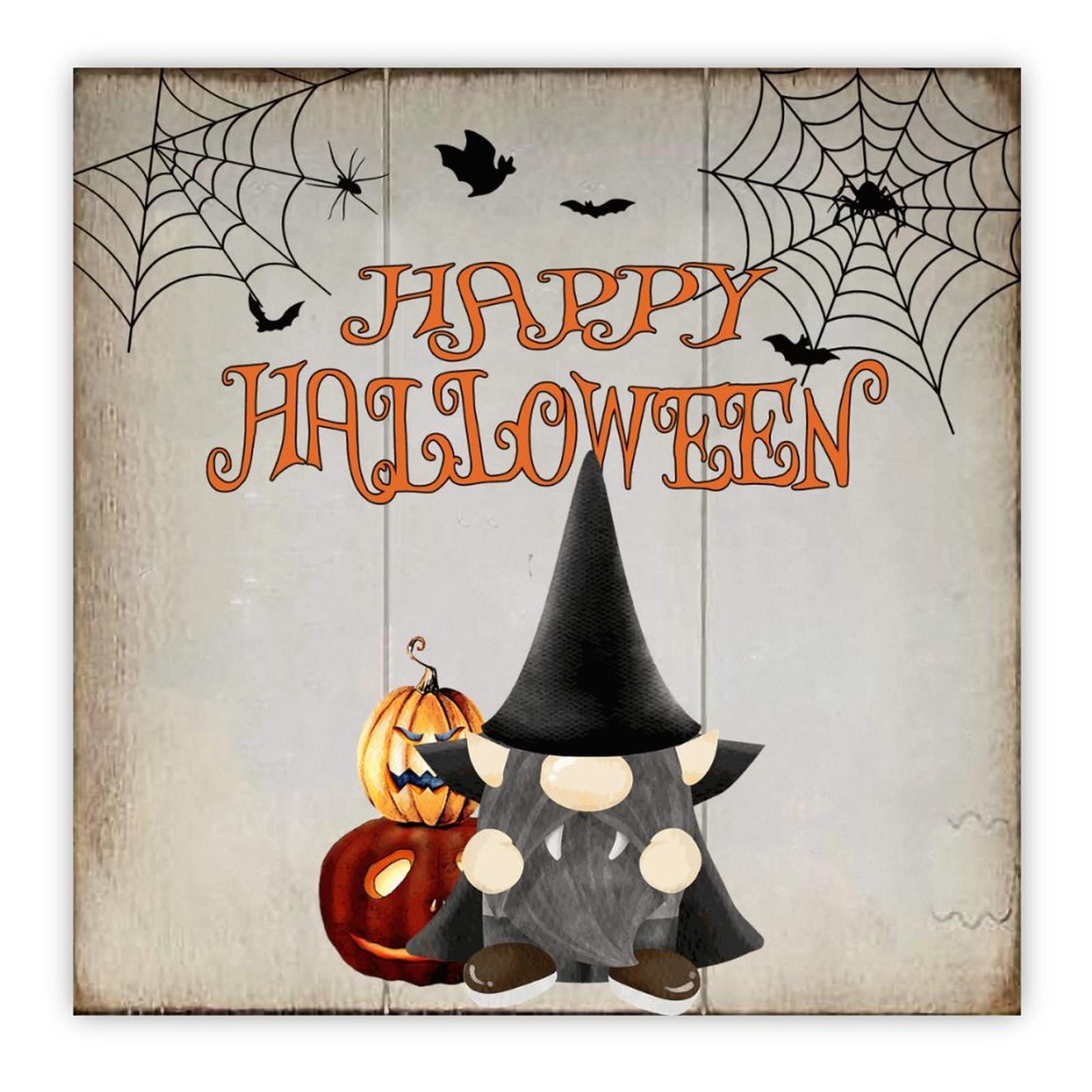 Panneau bois Halloween gnome citrouille pour salon chaleureux