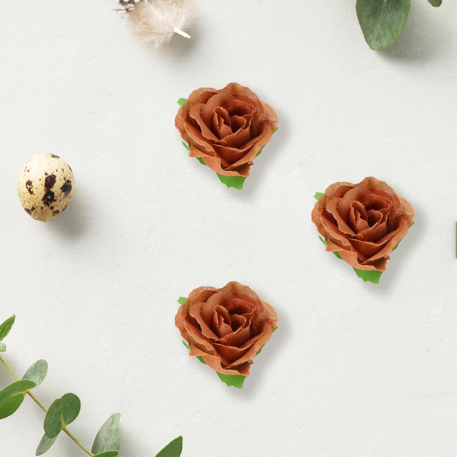 uxcell 100pcs Artificial Rose Flower Heads,1.2" Silk Fake Rose Heads Mini Rose Artificial Flowers Bulk for DIY Wedding Bouquets Centerpieces Party Home Decorations, Light Coffee