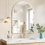 Miroir de salle de bains sans cadre, 22" x 30" Miroir de Vanité Arched pour mur biseauté, Miroir mural Arch pour hall d'entrée, portes d'accès, évier