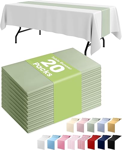 Miniatura 20 de Pureegg Caminos de Mesa de Plástico Dorado - Paquete de 10, 14'' x 108'', Resistente al Agua y Desechable, Decoraciones Centrales para Mantel, Boda