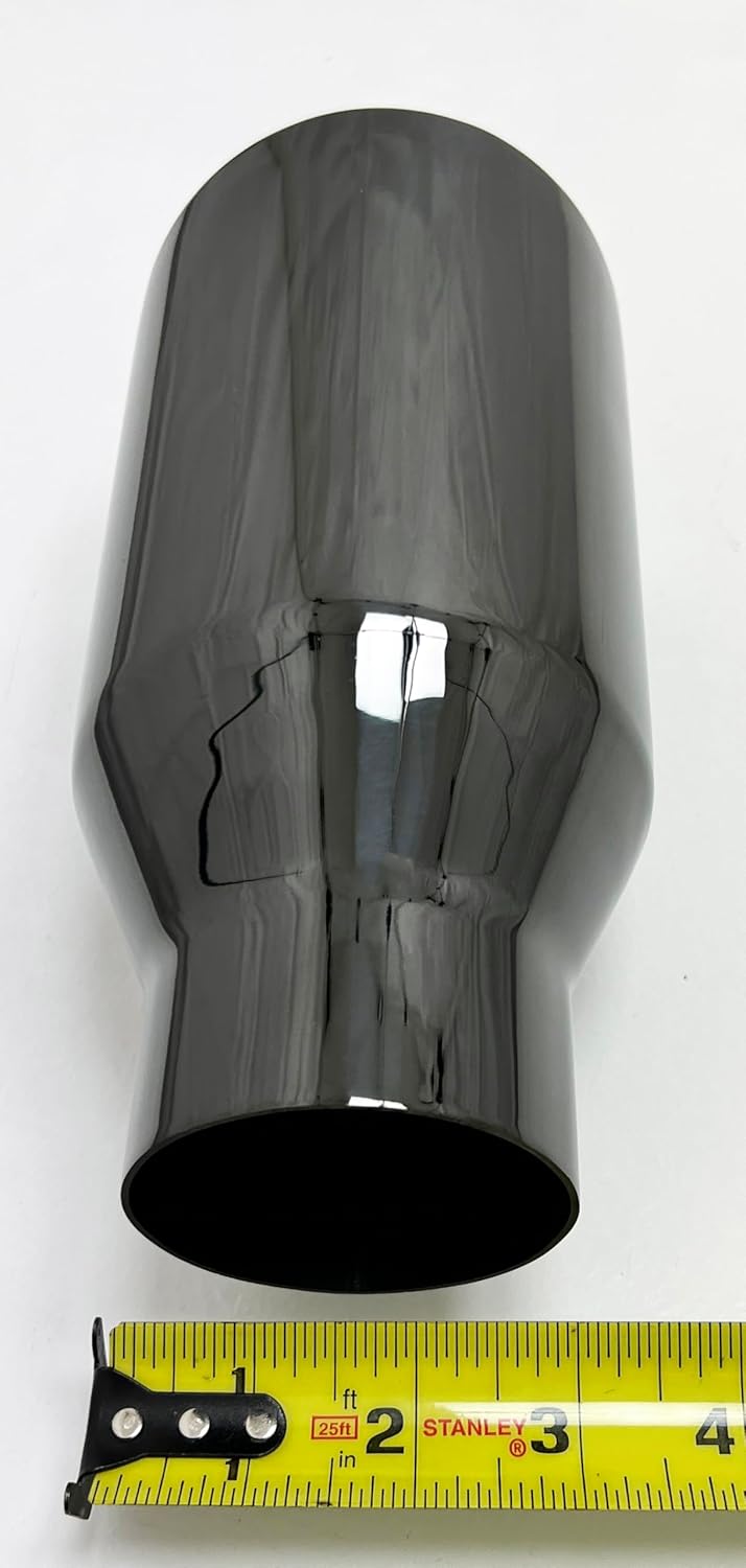 Exhaust Tip 2.50" Inlet 4.00" Outlet 8.00" long WBOSS4008-250-DW-BC-SS Weld On Slant Angle Black Chrome 304 Stainless Steel Wesdon Exhaust Tip
