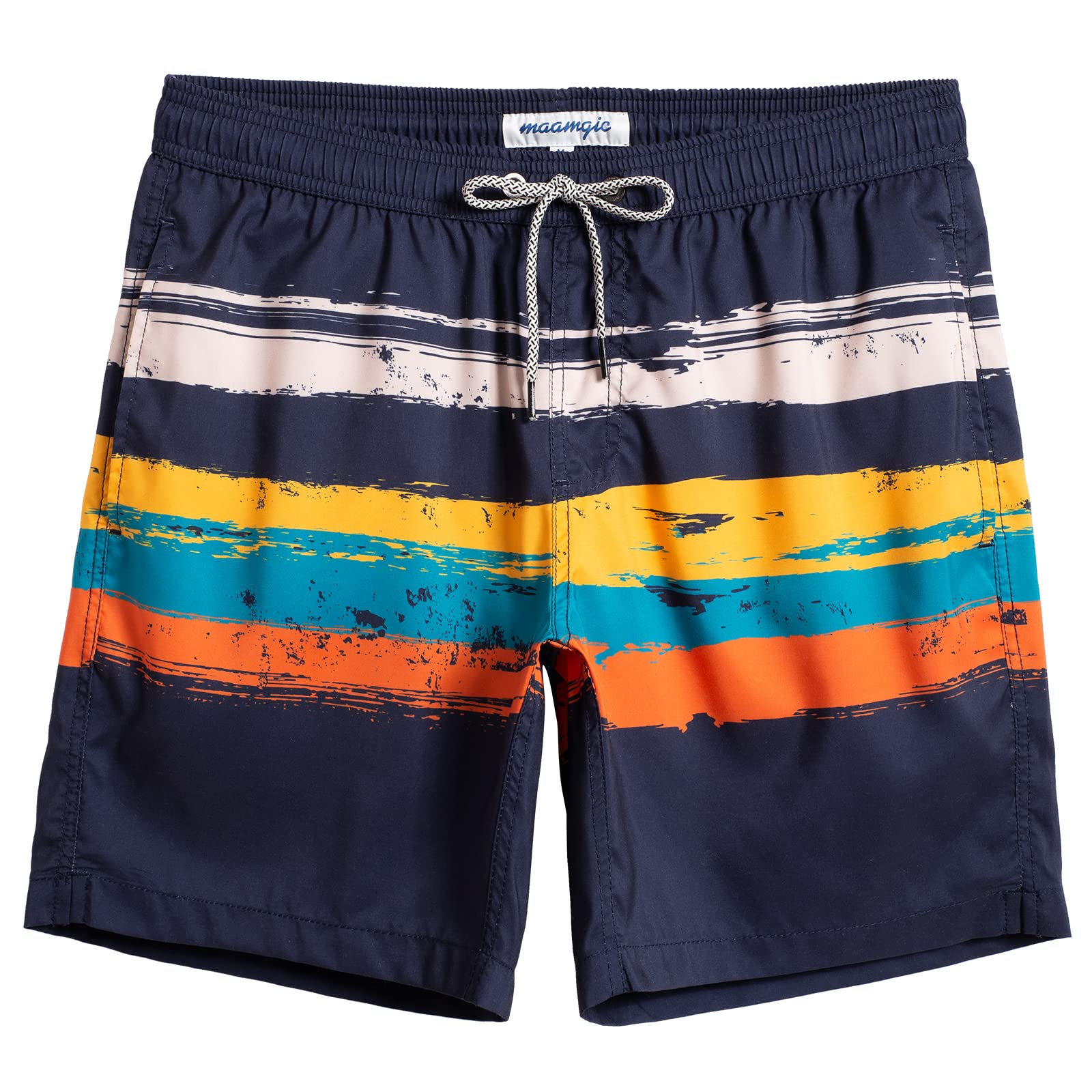 maamgic Mens Swim Trunks Quick Dry Mesh Linner with Pockets 7" Beach Shorts