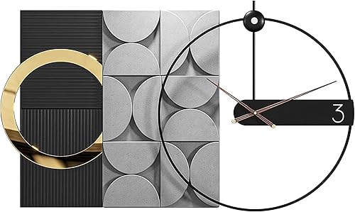 Miniatura 6 de Reloj de pared decorativo grande, silencioso, sin tictac, moderno, de metal, decoración para sala de estar, oficina, dormitorio, cocina (negro, 30 x