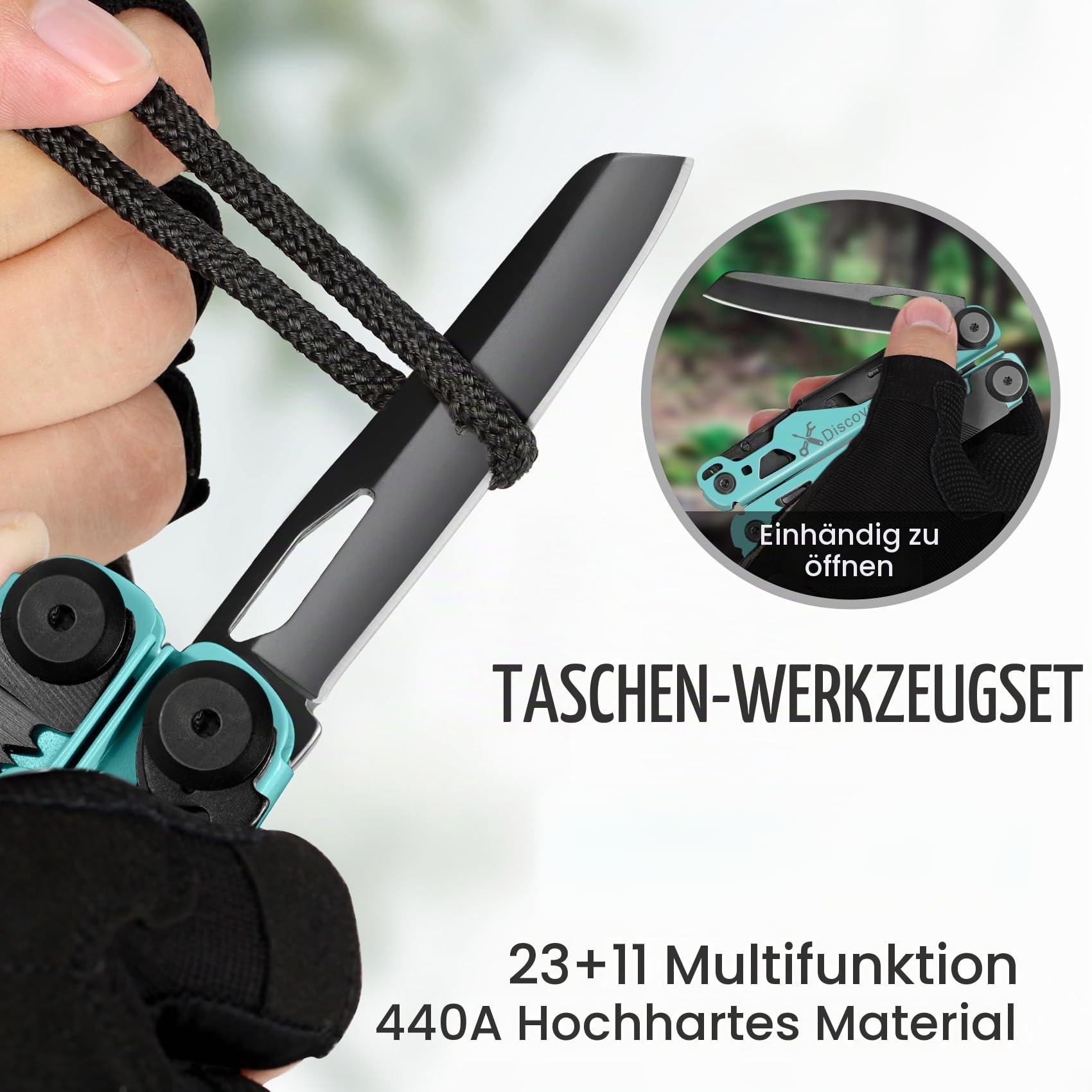 23-in-1-Multitool Geschenkbox, Multifunktionswerkzeug für Outdoor, Camping | Schraubendreher, Säge, Flaschenöffner, Zange, Coole Gadgets für Männer, Geschenk für Freund, Sohn, Vater, Ehemann, Seeblau