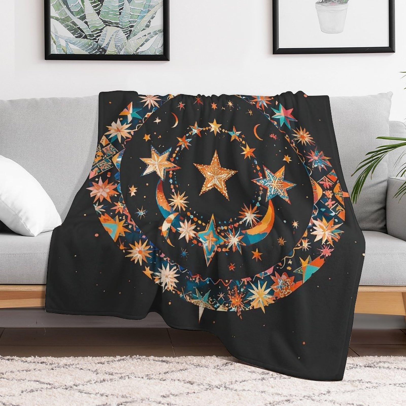 Couverture polaire étoiles et lune pour des nuits douces pleines de sérénité