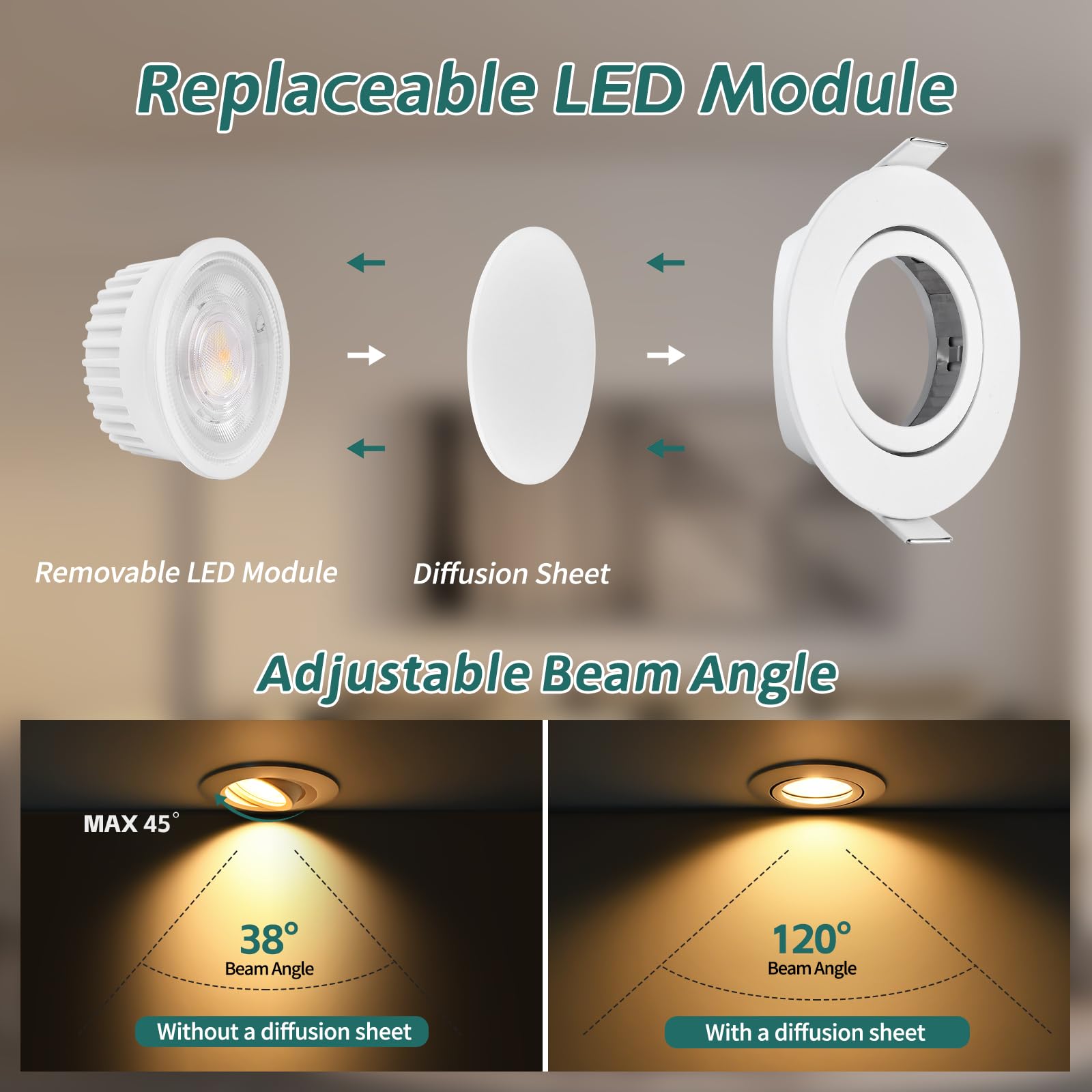 Foco LED Empotrable 230 V Regulable IP44 3CCT Orientable 45° 6PCS Blanco | KYOTECH 5W 550LM Downlight Techo Empotrable LED de 30mm Ultraplanos 68-75mm 3000K 4000K 6500K para Baño Salón