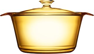 VISIONS Pyroceram Flair - Olla con Tapa de Cristal, 5,5 L, Color marrón