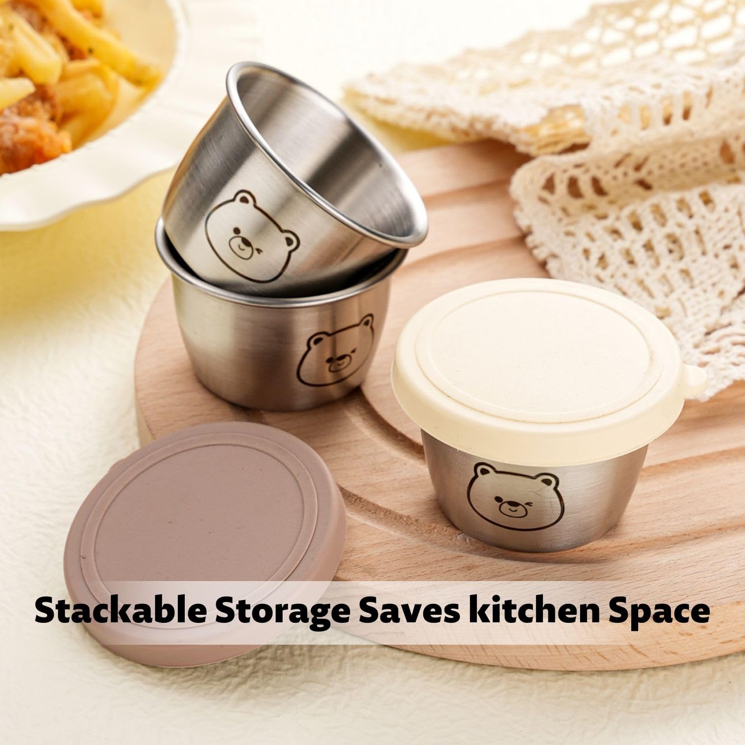 Lyivisk 4PCS Kleine Dosen mit Deckel Plastik, Dressing Bbehälter, Salatgläser aus Edelstahl, 70 ml Mini Dip Behälter, Dose Mehrweg, Kleine Dosen für Mikrowellen Gefrierfachgeeignet Küche, Haushalt & Wohnen
