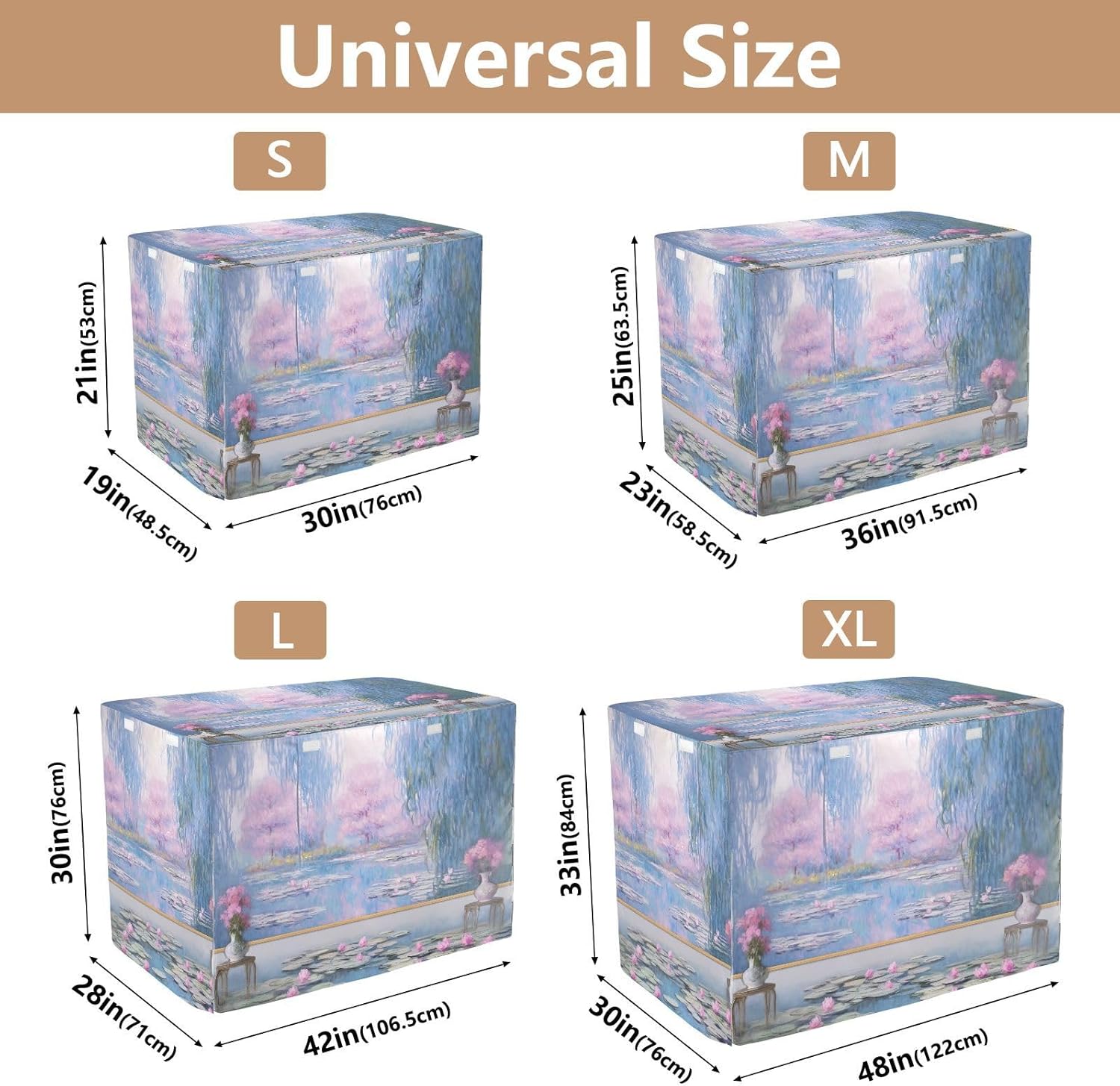 Water Lily Pond by Claude Monet Dog Crate Covers Fixed Buckle at Bottom, Covers for Pet Crates, Large