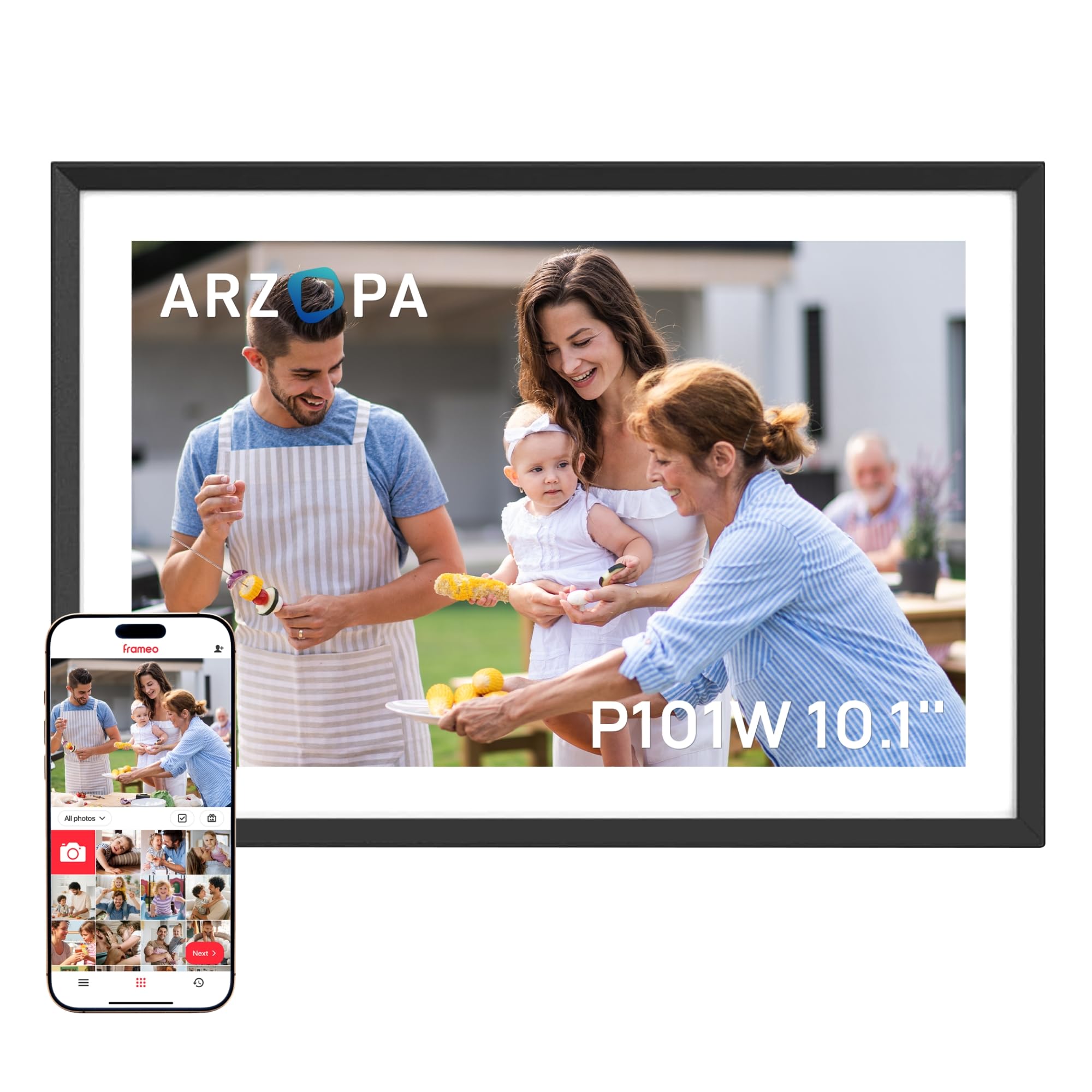Frameo Digital Picture Frame 10.1 Inch Smart WiFi Digital Photo Frame 32GB with 1280x800 IPS Touch Screen, Auto-Rotate and Slideshow, Easy Setup to Share Photos Or Videos from Anywhere Anytime