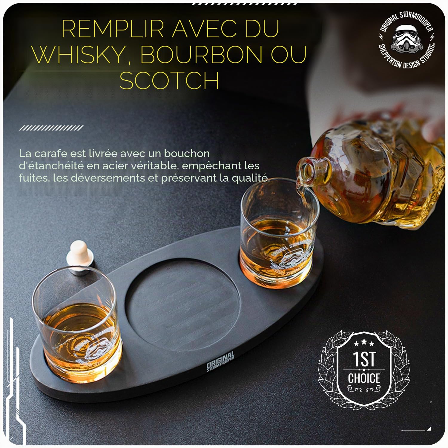 Ensemble de carafe Stormtrooper original avec 2 verres à whisky 3D, pour whisky Bourbon, Scotch et Gin, carafe de 750 ml, verres de 300 ml, cadeau d'anniversaire pour homme et femme - ThumbsUp !