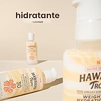 Vista 2 de Loción protector solar Hawaiian Tropic Weightless Hydration SPF 30 para rostro, 1.7 oz Loción protector solar de tamaño para viajar, elementos