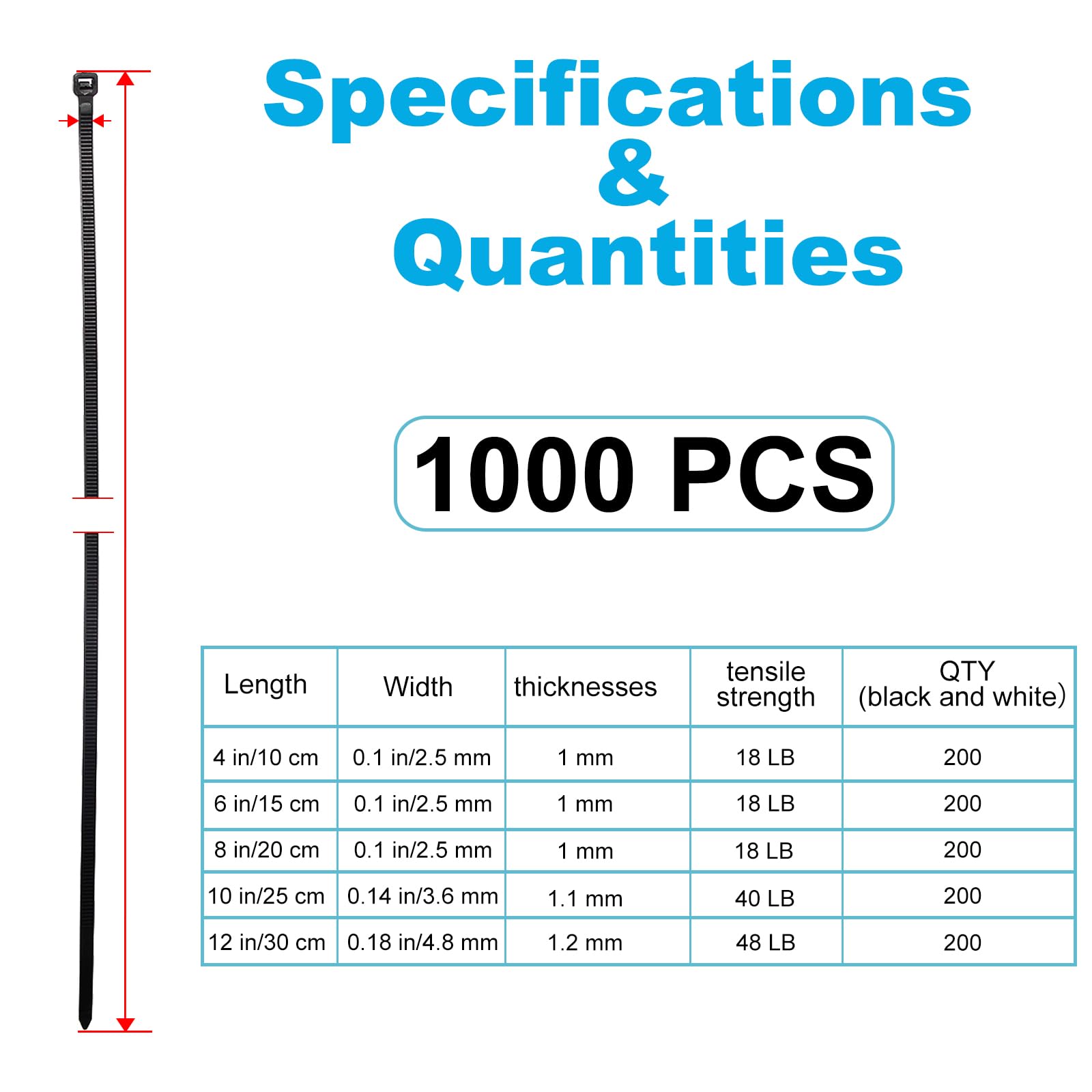 Faithfull CT900WHD Heavy-Duty Giant Cable Ties - White