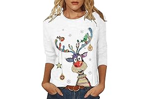Christmas Shirts for Women Dressy Casual Xmas Tree Print Holiday Santa Claus...