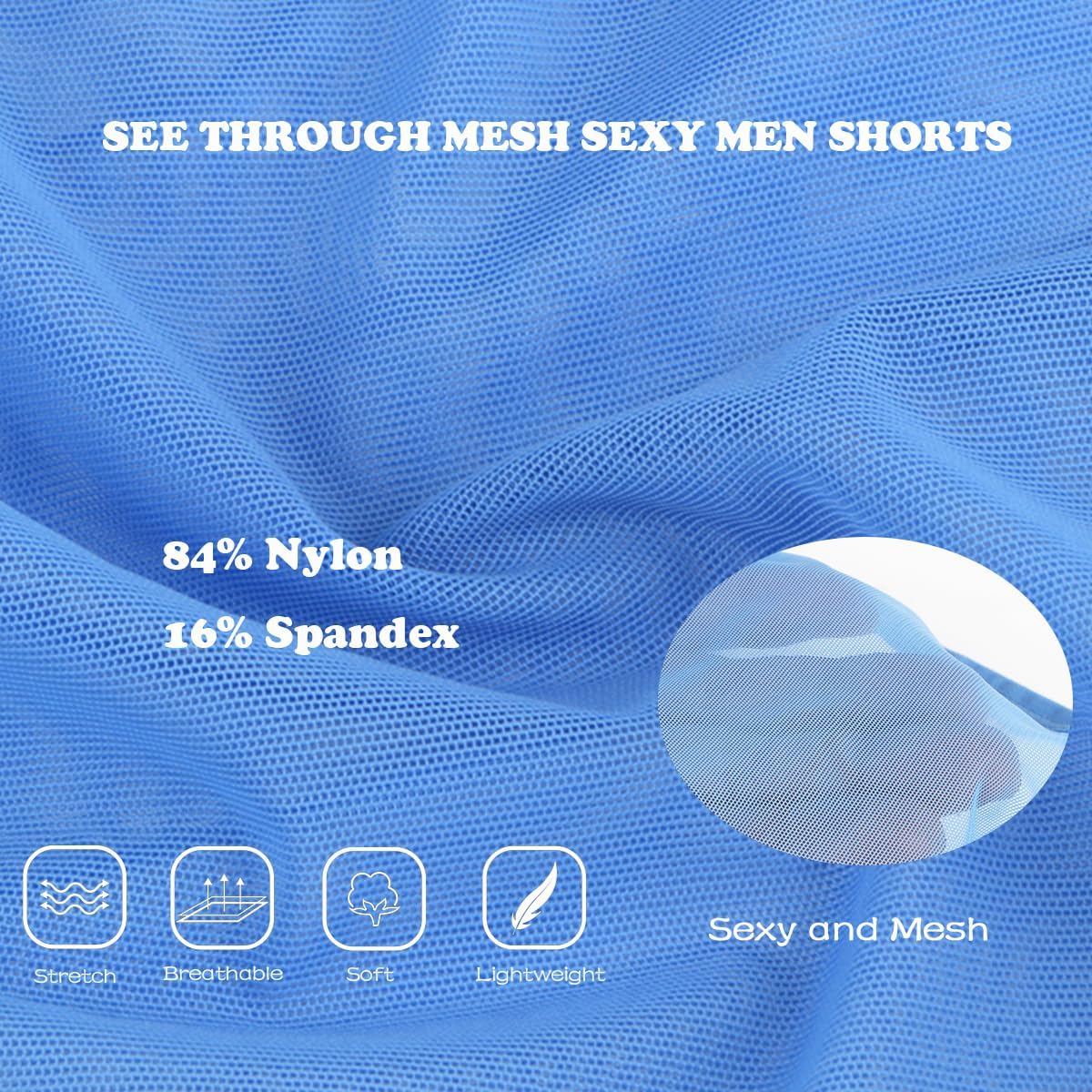 ZONBAILON Men's Boxer Shorts Loose Split Side Mesh See-Through Sexy Breathable Underwear M L XL 2XL 3XL - Image 5