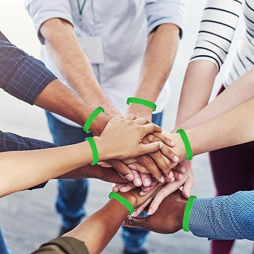 Miniatura 6 de Morcheiong Pulseras de goma en blanco, 100 pulseras de silicona verde para hombres, mujeres y adolescentes
