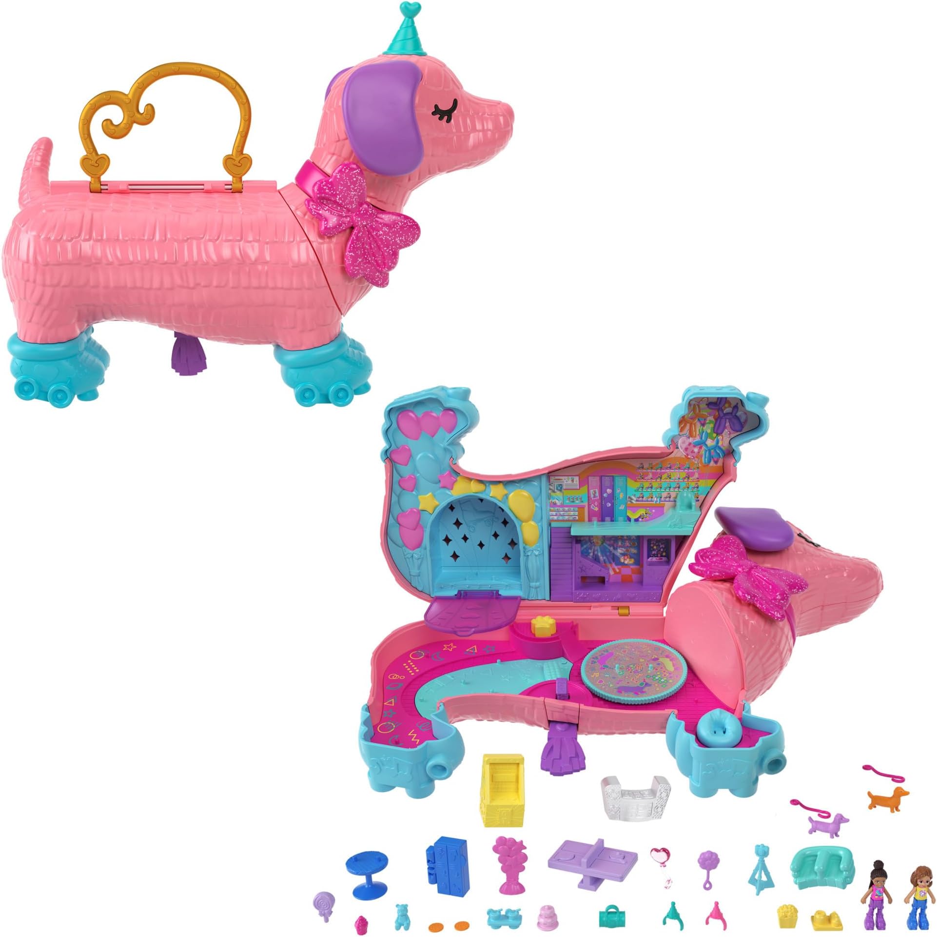 Dolls and Playset, Animal Toys Puppy Party with 2 Dolls and 25+ Accessories, HKV54