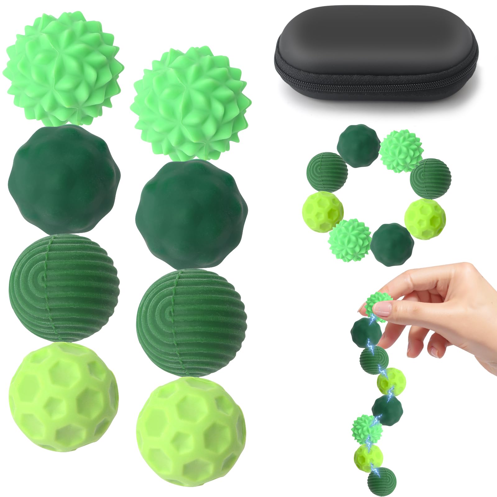 8 PCS Magnetic Balls Fidget Toy, Silent Stress Relief Sensory Toy, Silicone Texture Balls, Anxiety Relief Fingers Toy for ADHD/Autism/Anxiety/Office Desk/Gift