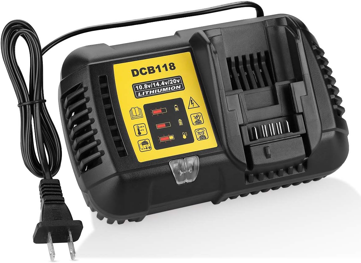 YABELLE 4.5A DCB118 DCB112 Lithium-Ion Replacement Fast charger 12V MAX and 20V MAX for Dewalt DCB205 DCB206 DCB203BT DCB204BT DCB127 DCB101 DCB102 Dewalt 20v Battery Charger