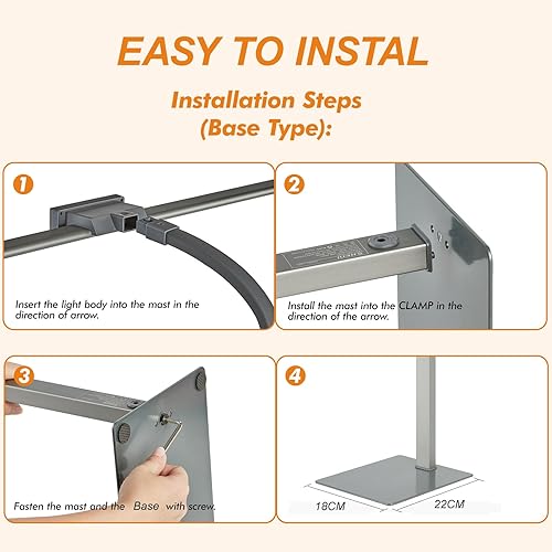 Miniatura 4 de G Keni 3400LM Ultra Bright LED Desk Lamp with Clock for Home Office, 31.5″W x 27″H, 25W Auto-Fill Brightness Desk Light with Timer, Touch Gooseneck