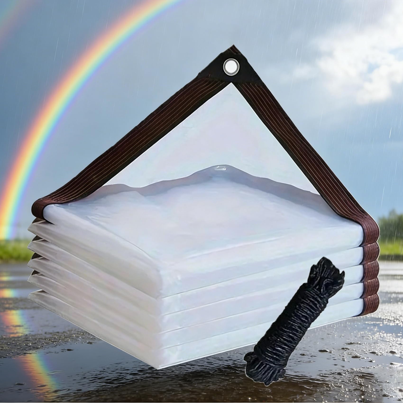 Lona transparente de PVC reforzado 100x260 cm impermeable para exterior