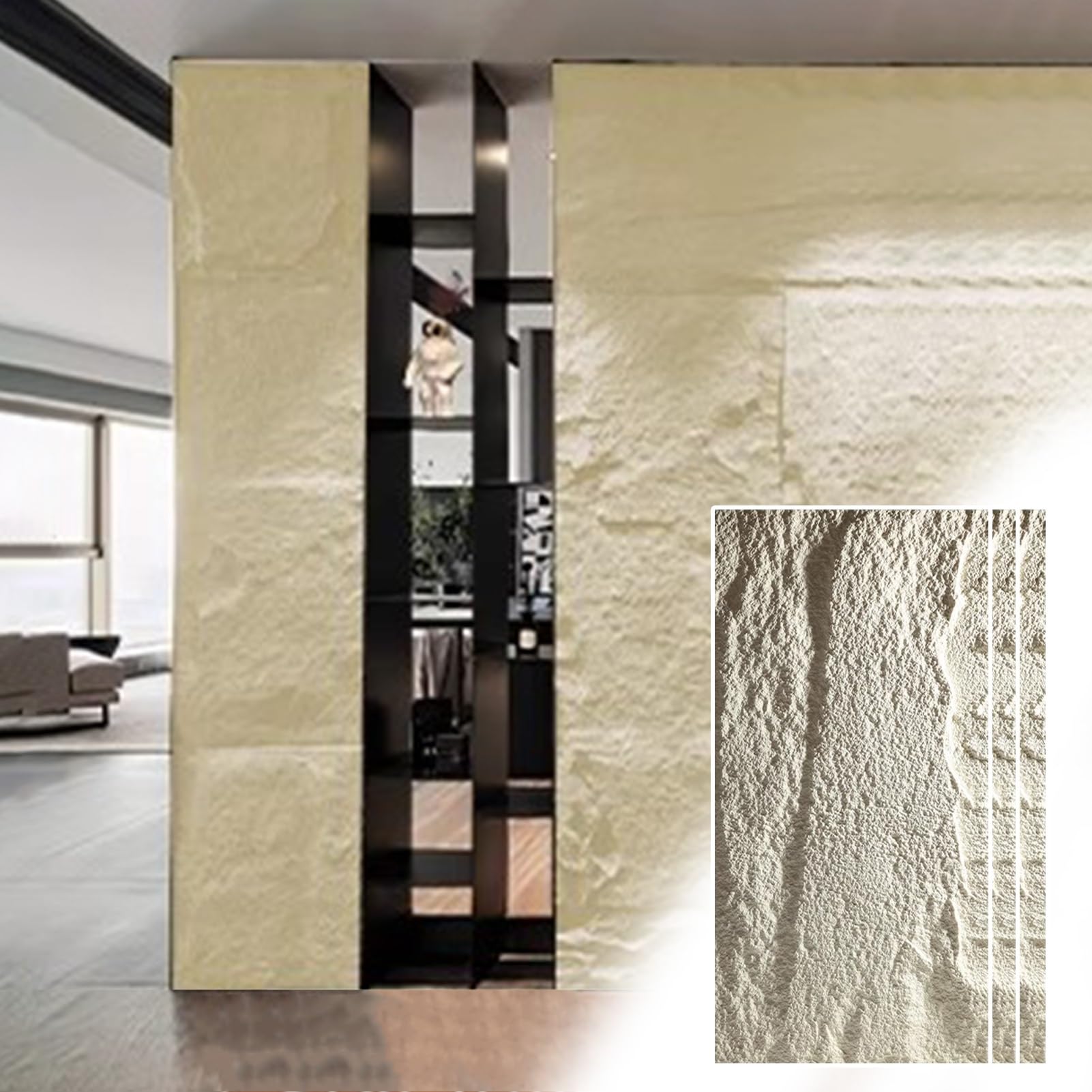 Paneles de pared 3D de piedra sintética: kit de revestimiento decorativo para paredes de hogar