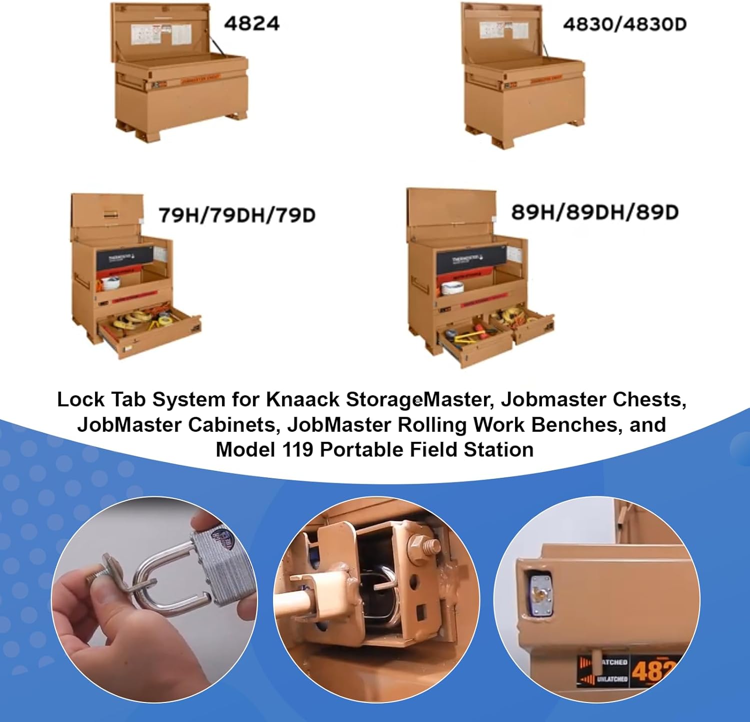 7286-1PK Lock Tab System, 2 Pack - Compatible with Knaack Tool Box Knaack StorageMaster Jobmaster Chests and Jobmaster Cabinets