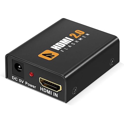 HDMI 2.0 Booster HD 4K 60Hz 3D HDMI Signal Amplifier Repeater 18Gbps Bandwidth HDCP 2.2 YUV4:4:4 Up to 200ft Transmission Distance