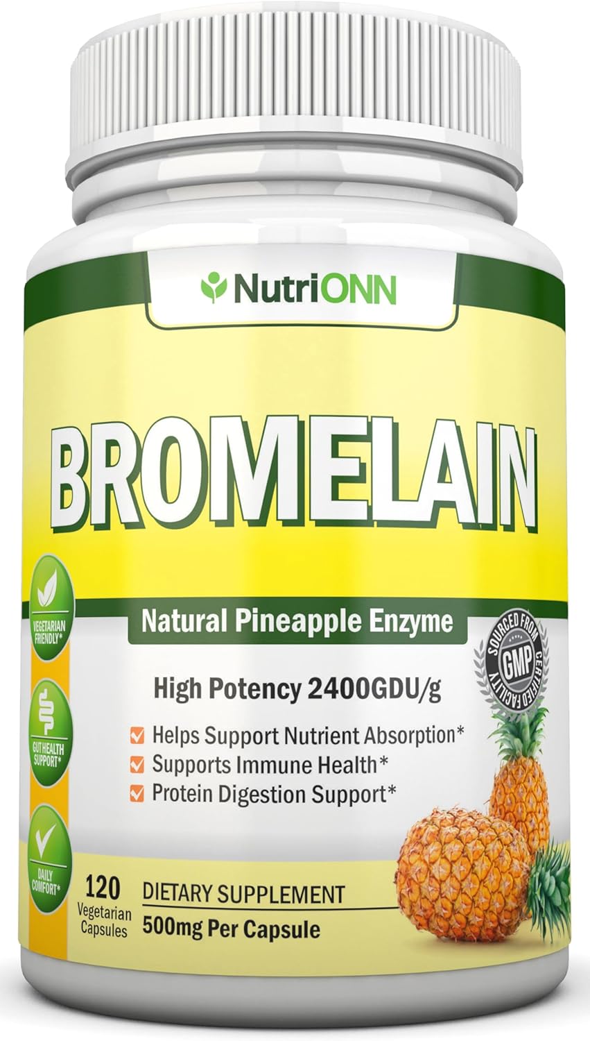 Bromelain - 500mg - 2400 GDU - 120 Vegetable Capsules - Pure Pineapple Enzyme Extract - Supports Digestion and Nutrient Absorption - Great for Immune Health