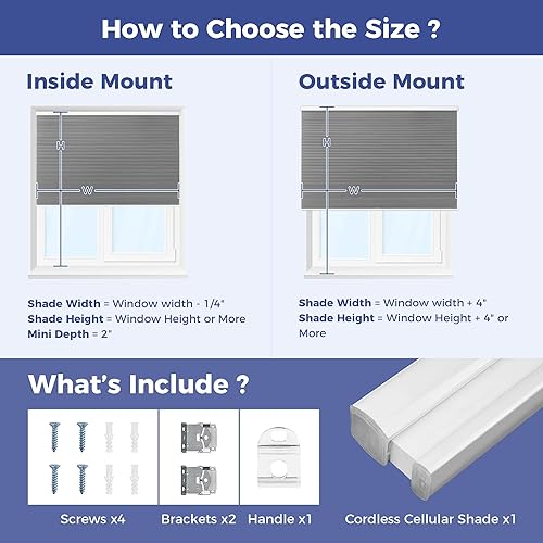 Miniatura 5 de Allesin cortinas de panal de abeja individual plisado celular, sombras para oscurecer habitaciones montaje para ventanas interior y exterior