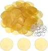 Round Capiz Sea Shells, 2 Shells for Crafting with Closed-end Ring Seashell Beach Real Seashells Fitting for (Wind Chimes Jewelry Making DIY Craft Decoration), 20Pcs&Yellow