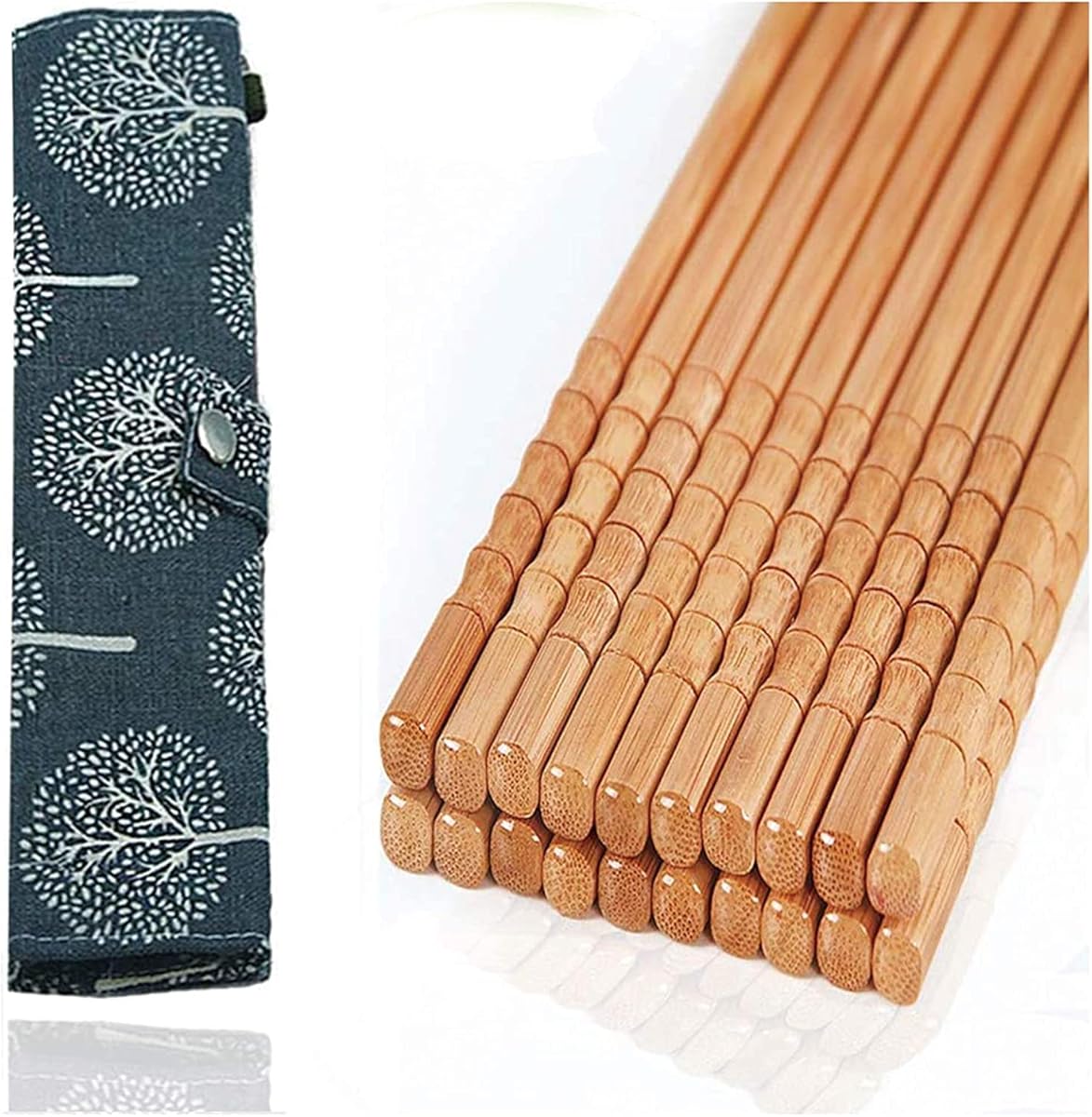 10-Pairs Reusable Bamboo Chopsticks Set Travel Chopsticks with Case Reusable Chinese Korean Japanese Bamboo Portable Chopsticks
