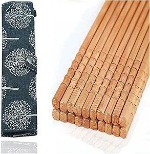 10-Pairs Reusable Bamboo Chopsticks Set Travel Chopsticks with Case Reusable Chinese Korean Japanese Bamboo Portable Chopsticks