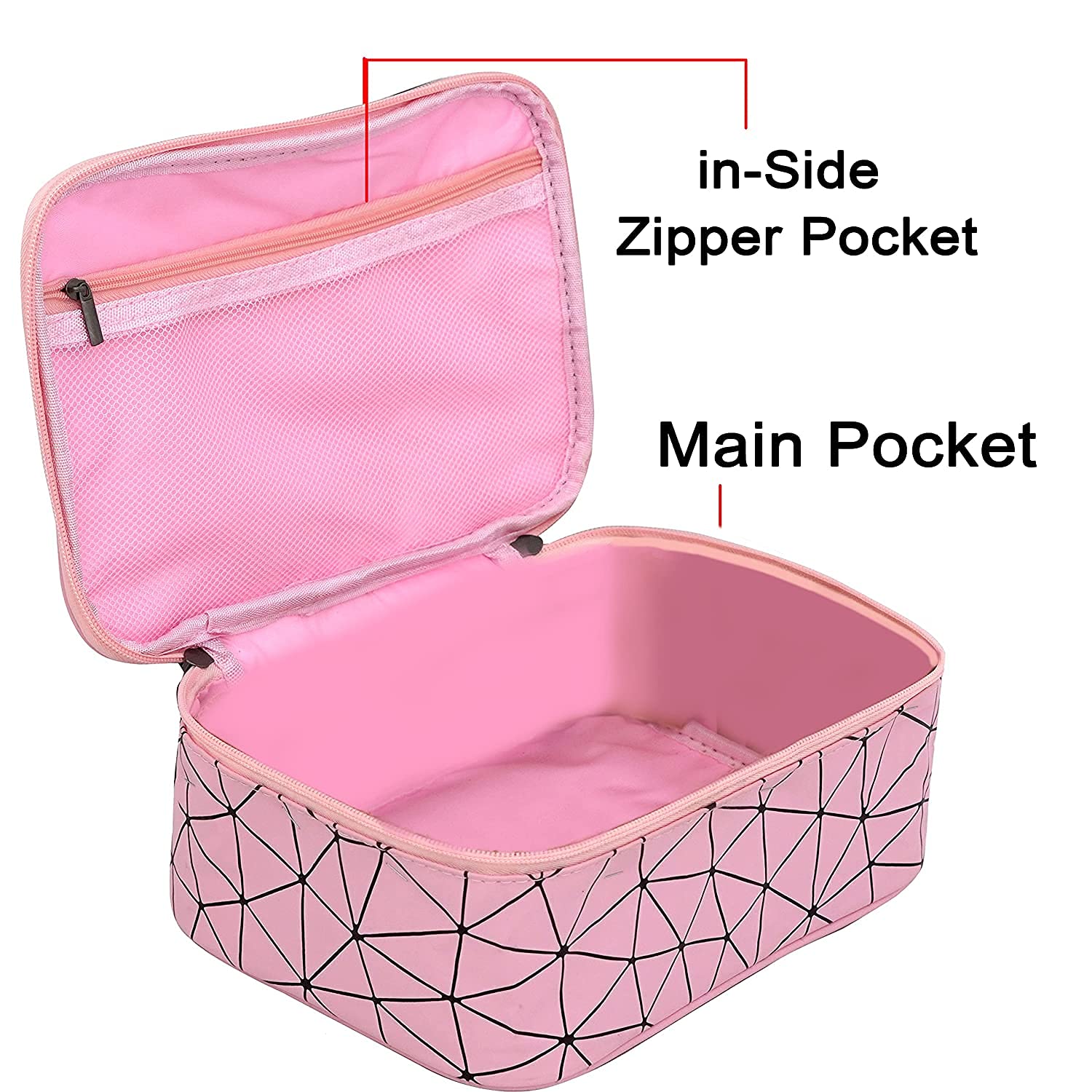 FASTUNBOX (LABEL) Women Travel Cosmetic Make up Organizer Toiletry kit Bag Brush Make up Storage Organizer Cosmetic Bag (Pink Diamond) 1