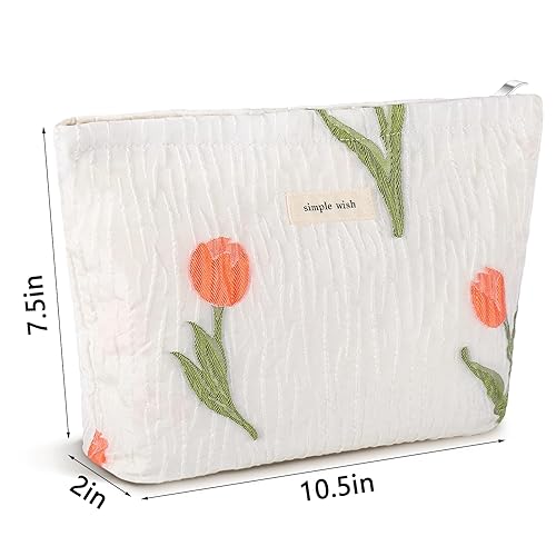 Miniatura 4 de Bolsa de maquillaje de tulipanes para mujer, bolsa de maquillaje floral para bolso, bolsa de cosméticos con cremallera, bolsa de cosméticos de gran