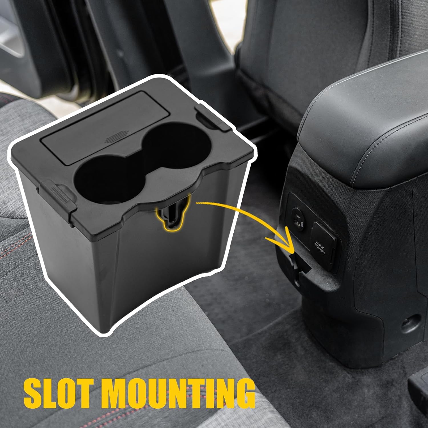 Trash Can Compatible with 2022-2026 Ford Maverick Multi-Function Trash Bin with Cup Holder Trash Bin Extra Rear Storage Box for 2025 Maverick Accessories (Upgraded)