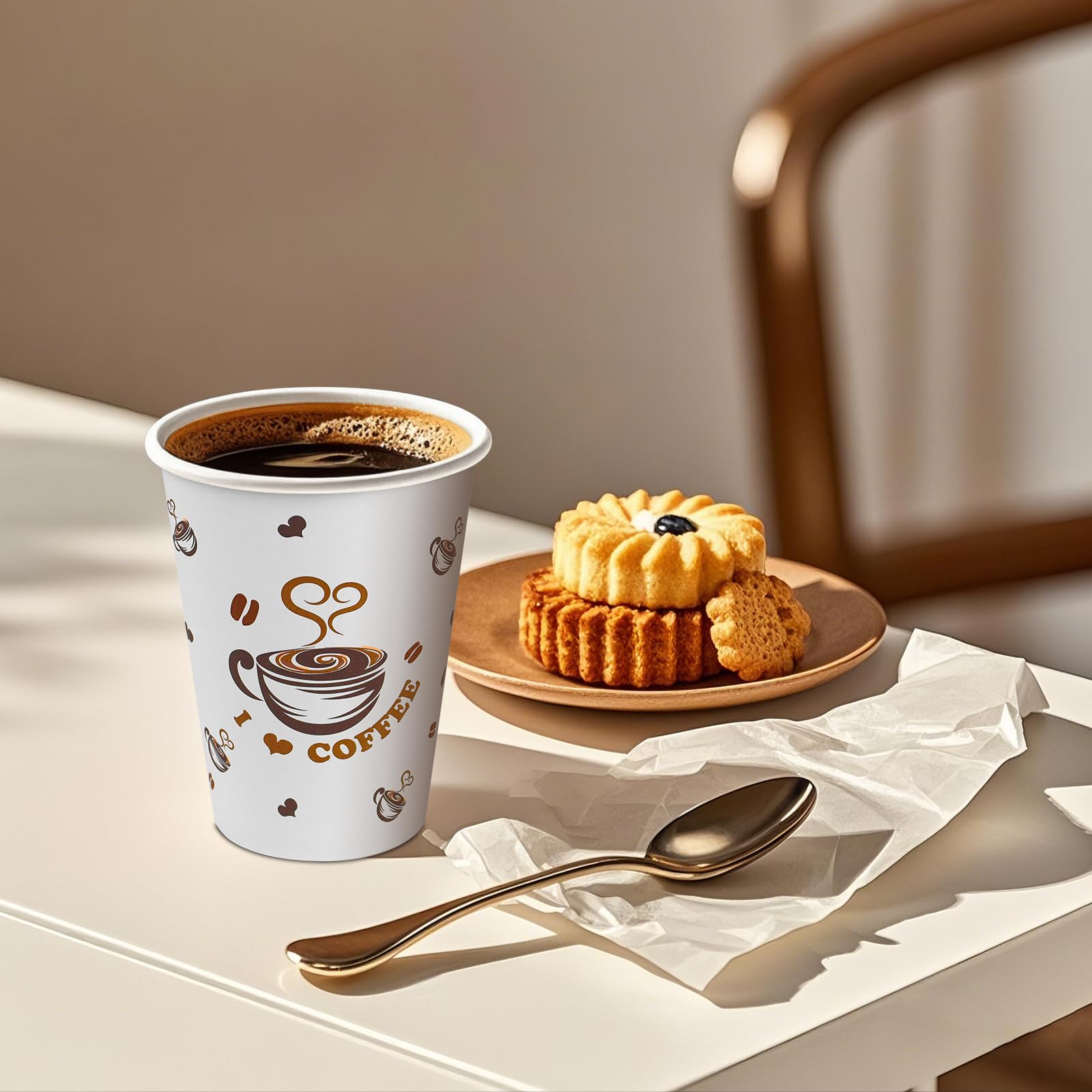 Ginkgo 200 bicchieri da caffè usa e getta da 340 ml, bicchieri di carta ispessiti a prova di perdite, perfetti per bevande calde/fredde, bar, feste, casa, ufficio e uso quotidiano
