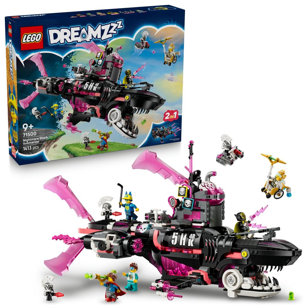 LEGO DREAMZzz Koszmarny Rekinokręt podwodny 71500 | rekinokręt podwodny, zabawka akcji, prezent dla chłopca i dziewczynki 9+, przygoda fantasy, 1413 elementów