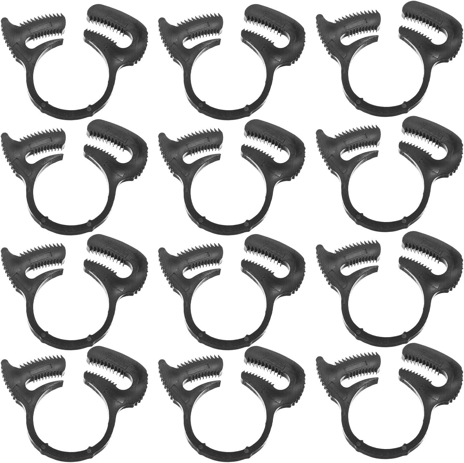 Generic 12-Pack Double Gripping Nylon Hose Clamps, 3/4" 16.9-19mmmm Double Snap Grip Adjustable Ratcheting Clamps for Connecting/Fastening/Sealing Hose/Pipes/Tubing Clamp [Black]