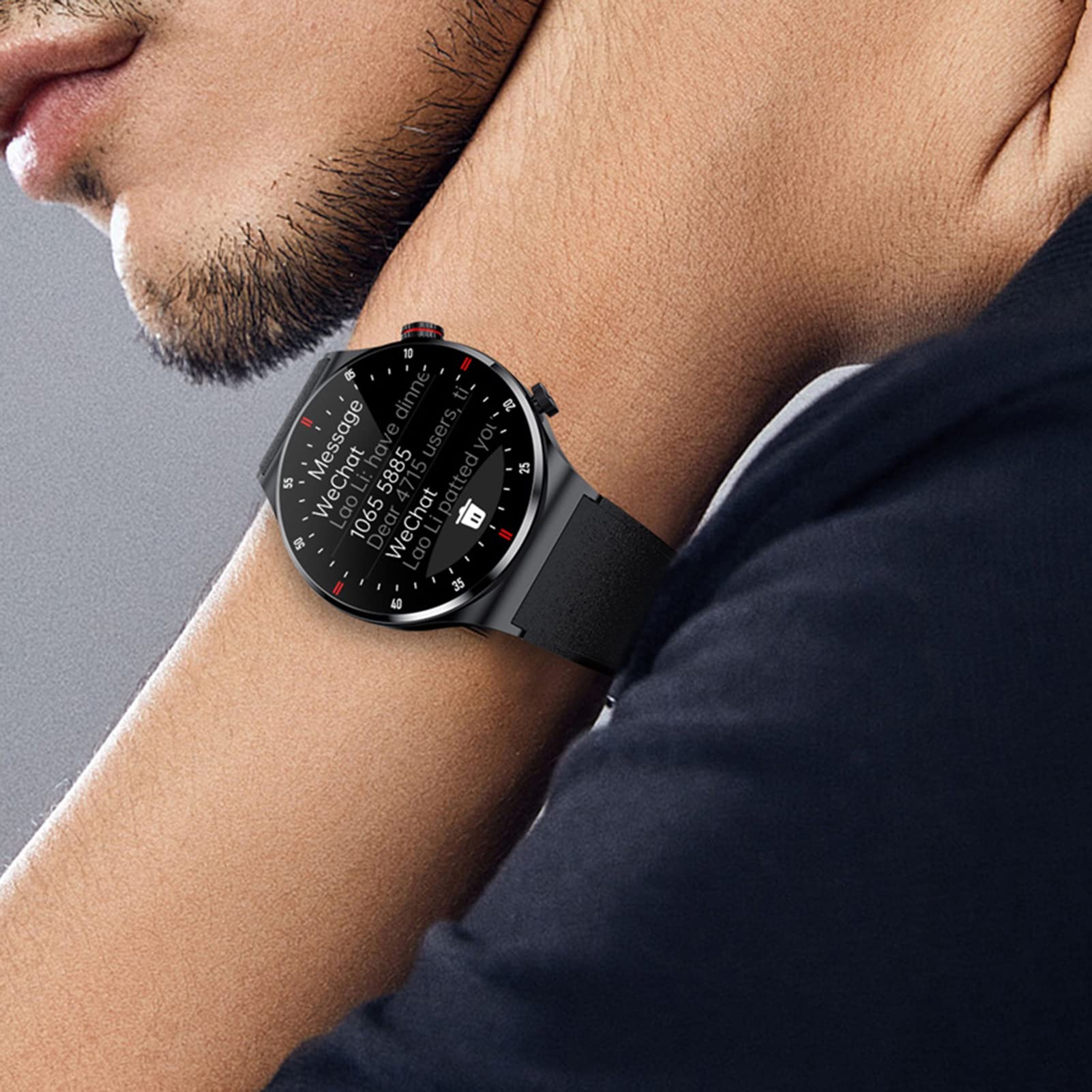 ohfruit HW20 Montre intelligente multifonctionnelle, étanche IP67, montre numérique de sport, 3,2 cm, écran tactile complet, affichage coloré, noir