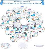 Vista 4 de FINGERINSPIRE 30 diamantes de imitación acrílicos redondos con parte trasera plana de 1.181 in con contenedor, gemas circulares de cristal